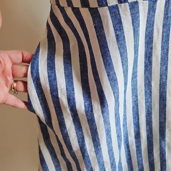 Old Navy XL TALL Dress Striped Linen Blend Coastal Smocked Beachy Nautical - Picture 5 of 10